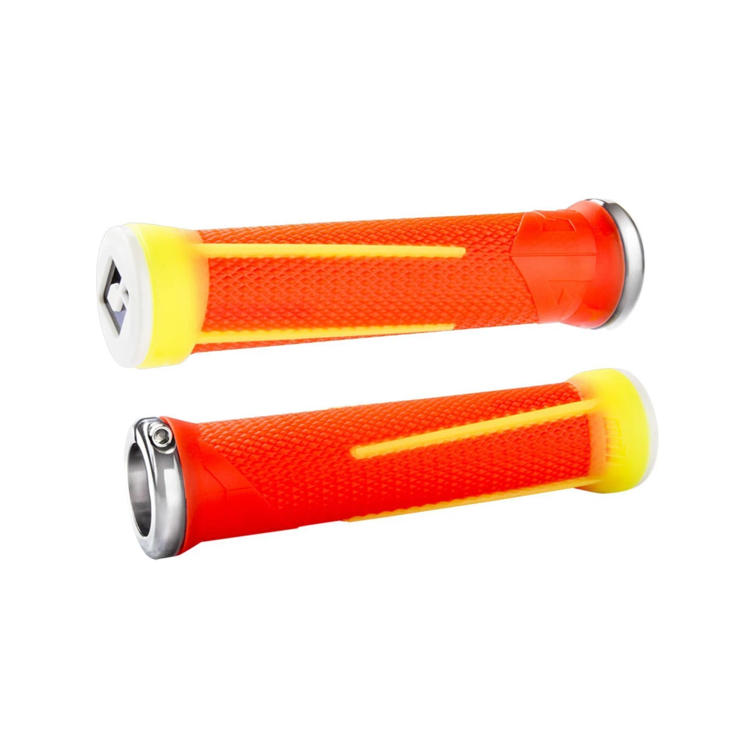 Gripy rowerowe ODI MTB AG1 Signature lock-on 2.1 neonorange/neonyellow-silver | 135mm