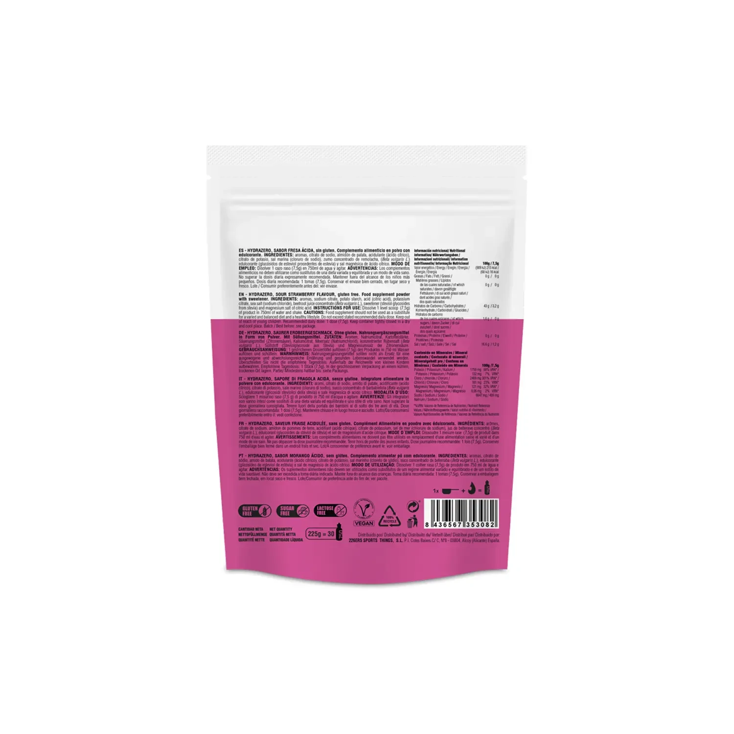 Napój hipotoniczny 226ERS HYDRAZERO DRINK 225g. STRAWBERRY (30-45 porcji)