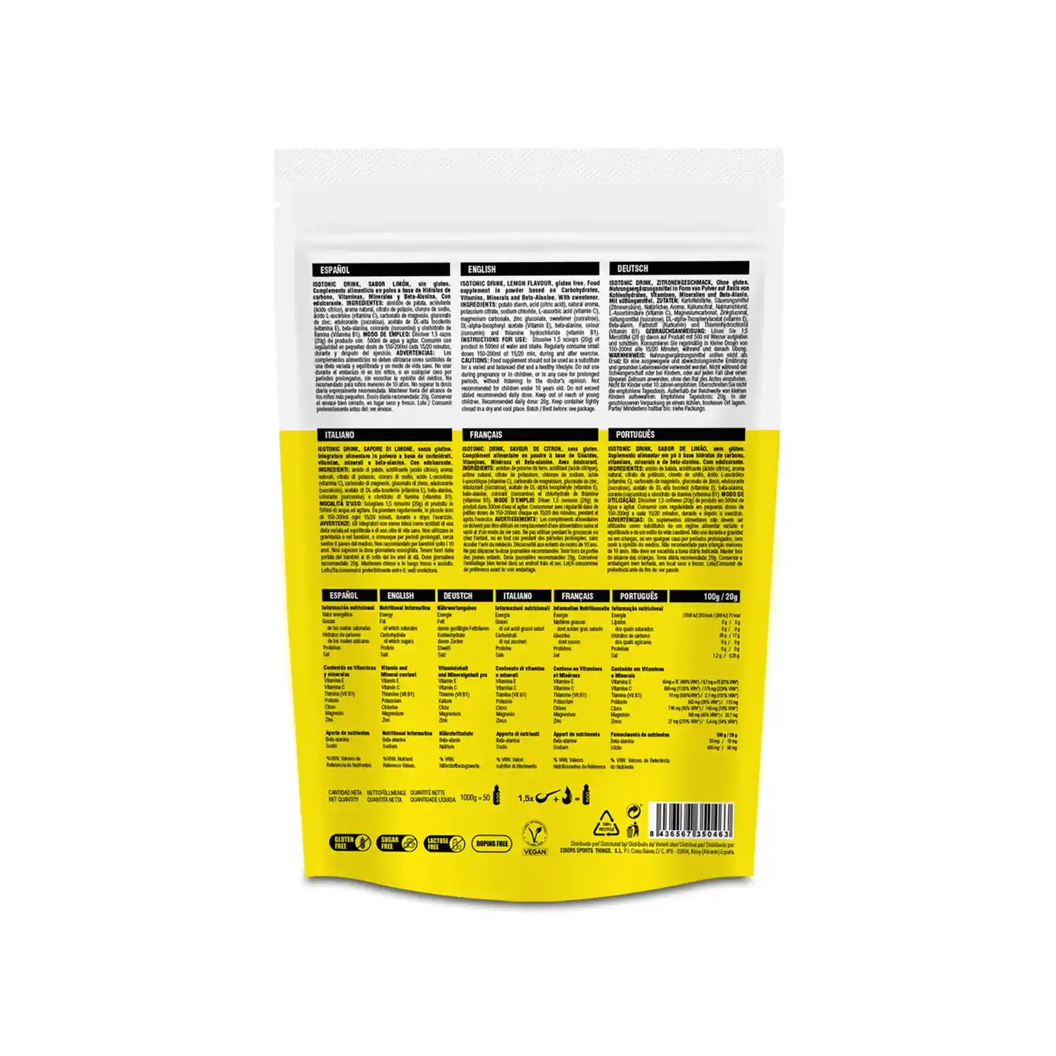Napój izotoniczny 226ERS ISOTONIC DRINK 1kg. LEMON (50 porcji)
