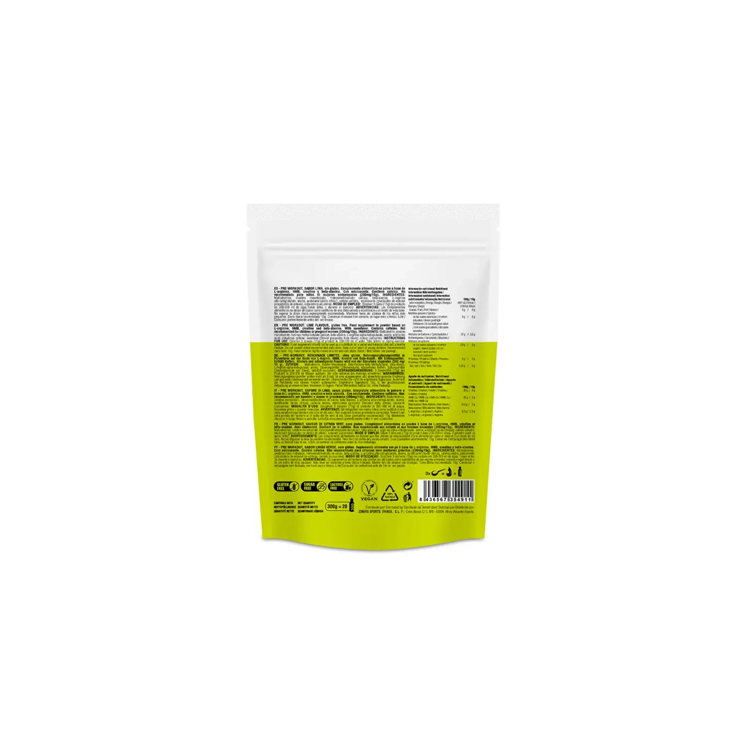 Substancja pobudzająca w proszku 226ERS PRE WORKOUT 300g. CAFFEINE LIME (z kofeiną)
