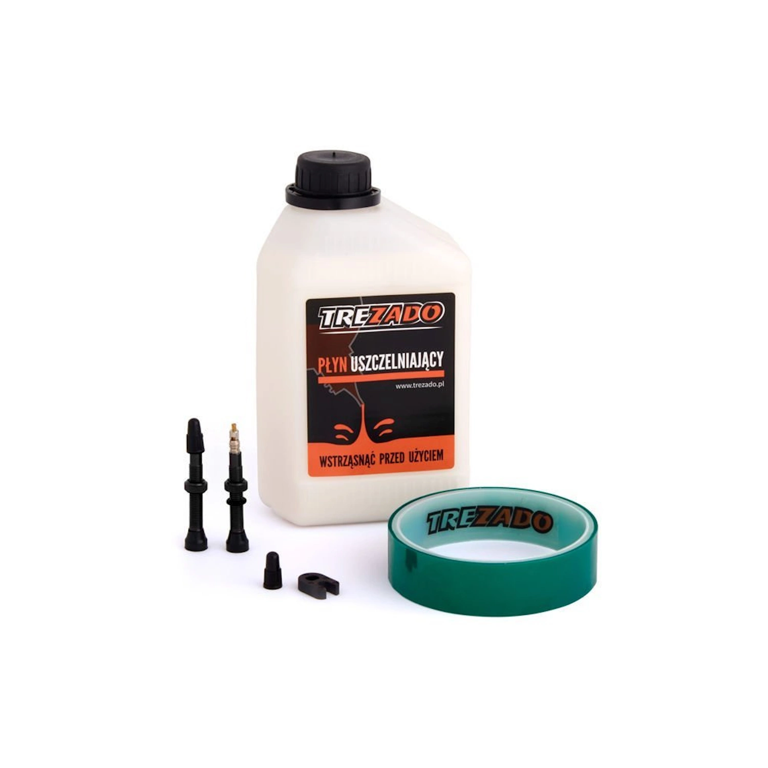 Zestaw uszczelniający Trezado tubeless, czarne wentyle, taśma 26 mm