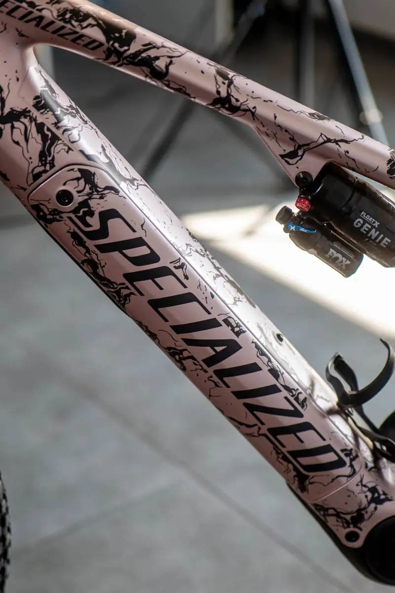 Napis Specialized na klapie od baterii